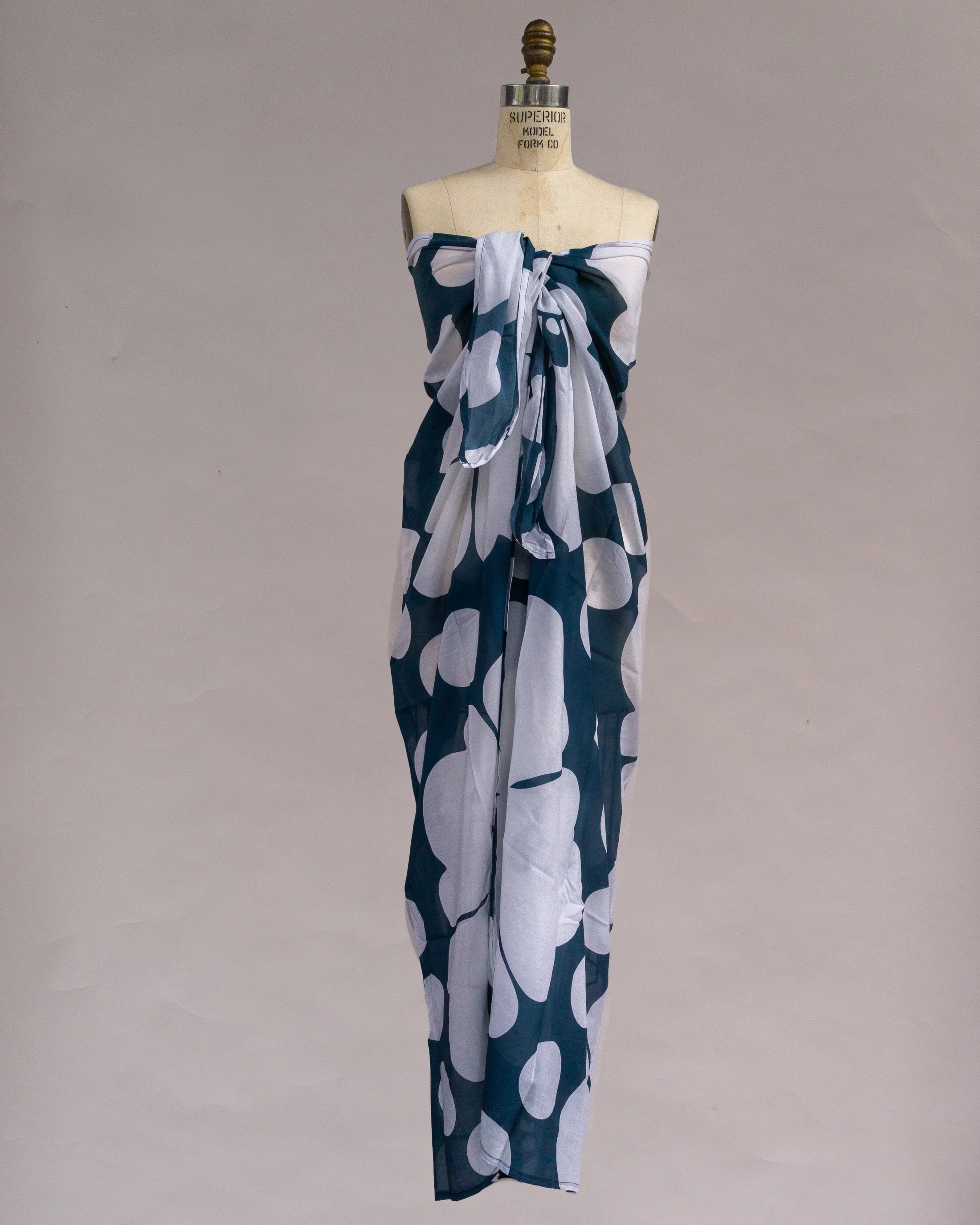 Sarong Tie Wrap Dress (Blue Pareo Print)