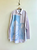 Cher Blue Sun Cyanotype Petal Pink Button-Up Shirt (Reworked) - Made X Hudson