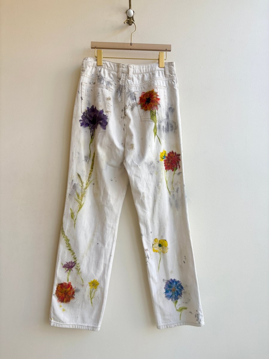 "Angie” Eco Printed Floral Painter Pants | Hand Painted (Reworked) - Made X Hudson