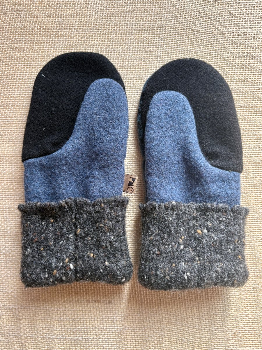 Navy, Black, Grey Tweed Women’s Wool Mittens - Made X Hudson