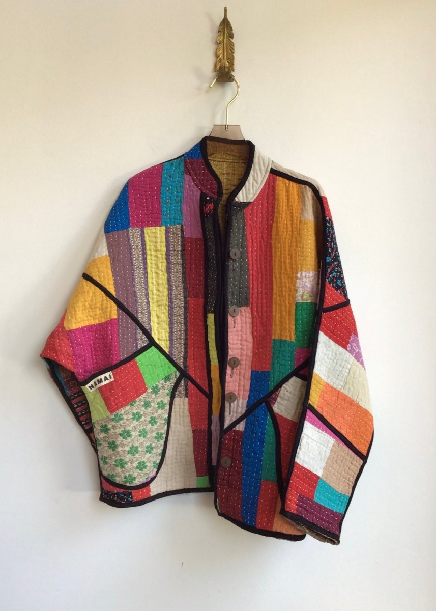 Reversible Ladhiya Quilted Jacket in Colors Pink, Red, Green, Mustard & Gold, Purple, Blue, Brown - Made X Hudson