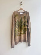 Brown Cashmere Eco Printed V - neck Sweater (Reworked) - Made X Hudson