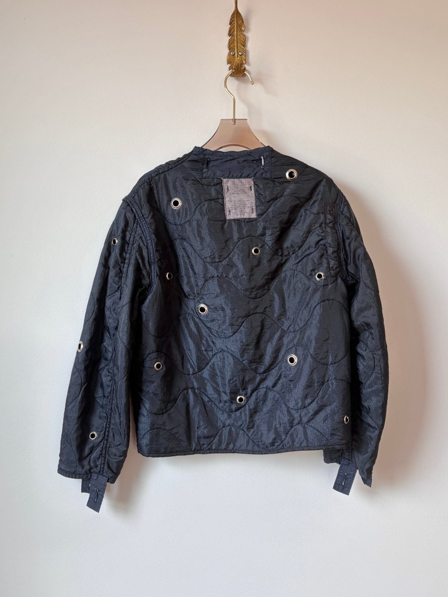 Deep Navy Army Liner Quilted Coat w/ Silver Grommets & Clasp (Reworked) - Made X Hudson