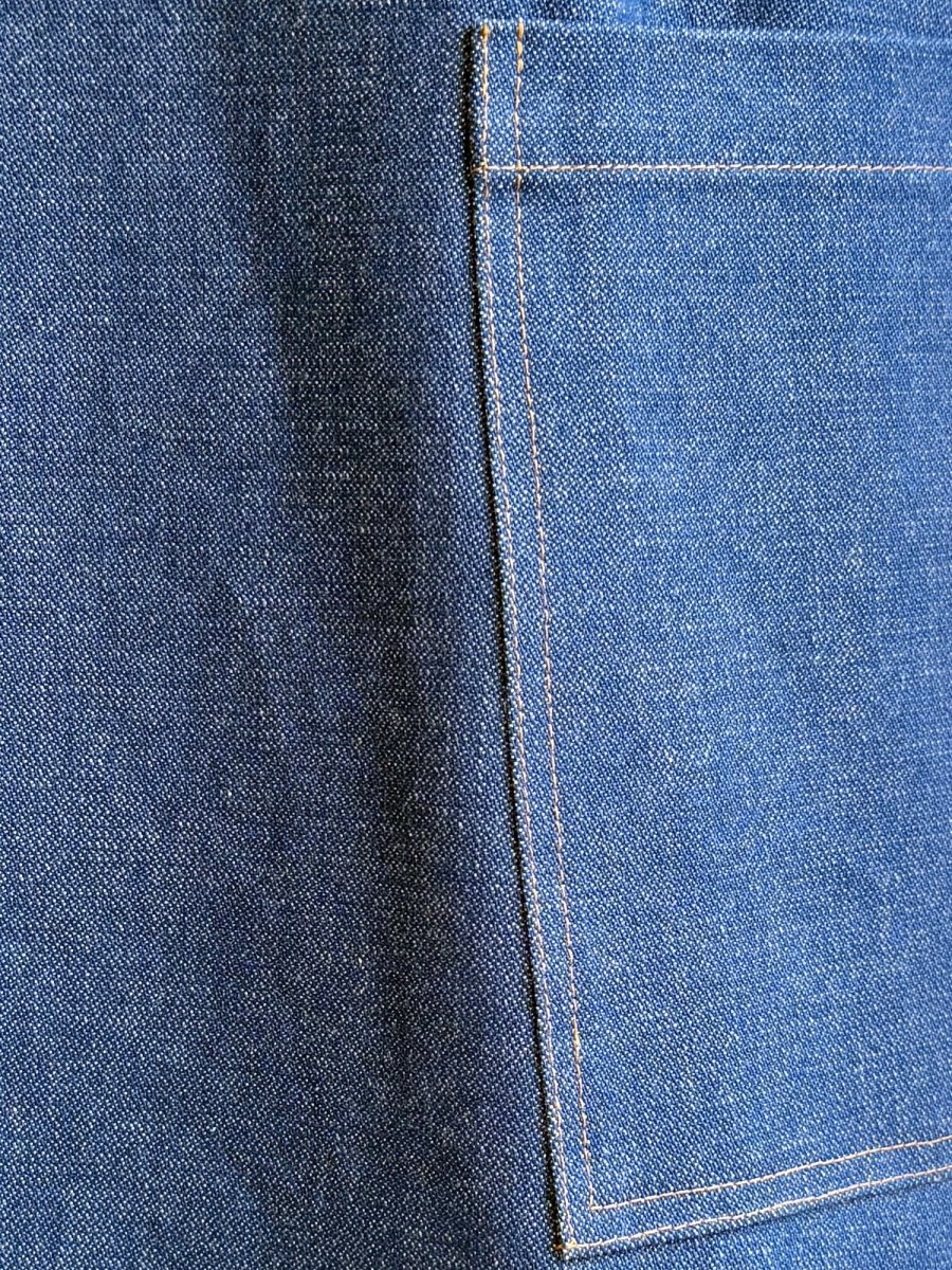 Classic Denim w/ Gold Stitching Pinafore Apron w/ Patch Pockets