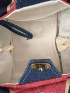 Mini Cross - Body Duffel Bag in Dark Denim and Woven Red w/ Navy Webbing - Made X Hudson