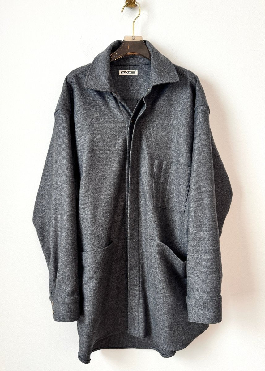 Utility Shirt Jacket Snap Up in Charcoal Wool - Made X Hudson