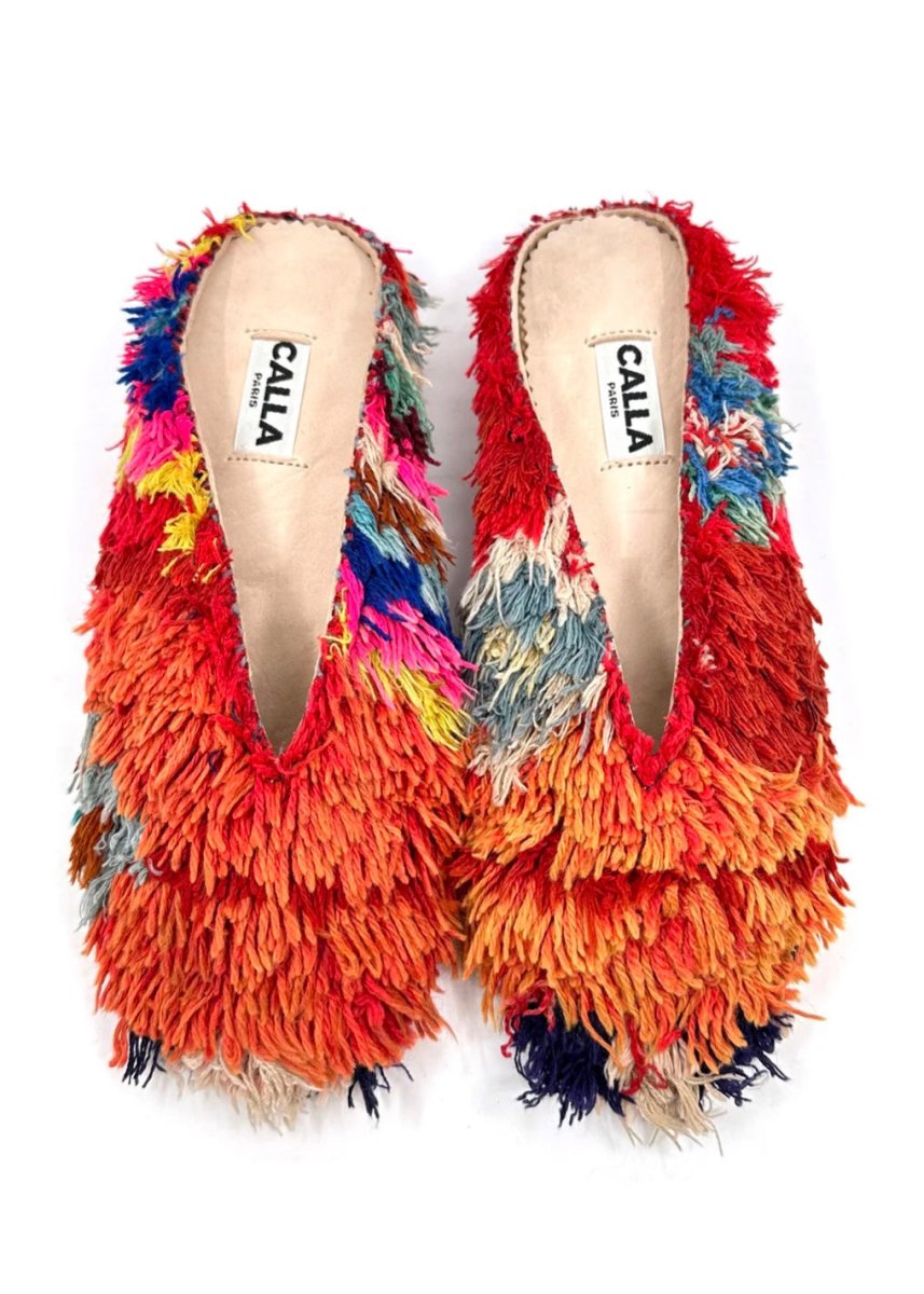 Aili Babouche “Suvika” Mules In Colors Orange, Red, Black, Sky Blue, Hot Pink (Size 39) - Made X Hudson