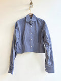 The Kevin Top | Blue and Grey Stripe w/ Gathered Waist (Reworked) - Made X Hudson
