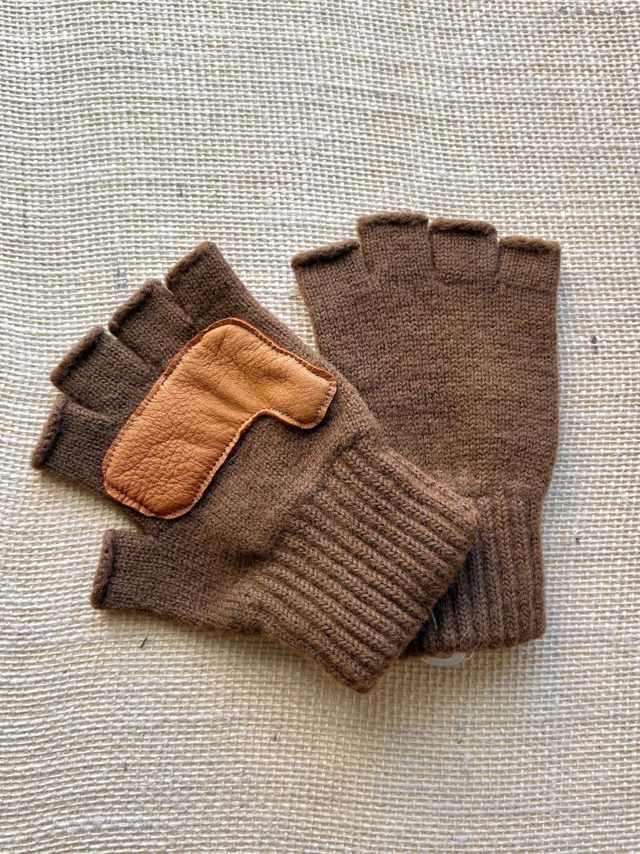 Fingerless Wool Gloves w/ Leather Palms | Womens One Size (Multiple Colors) - Made X Hudson