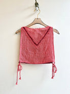 Chester in Pink and Red Linen with Hand Embroidered V Design - Made X Hudson