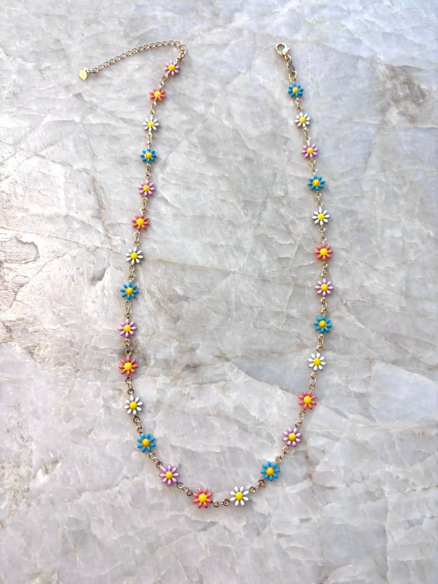 18K Gold Filled Flower Enamel Necklace - Made X Hudson