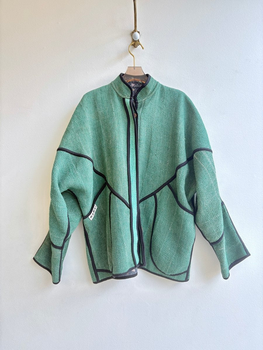 Reversible Ladhiya Quilted Jacket in Green, White & Charcoal, Teal, Gold, Blush - Made X Hudson