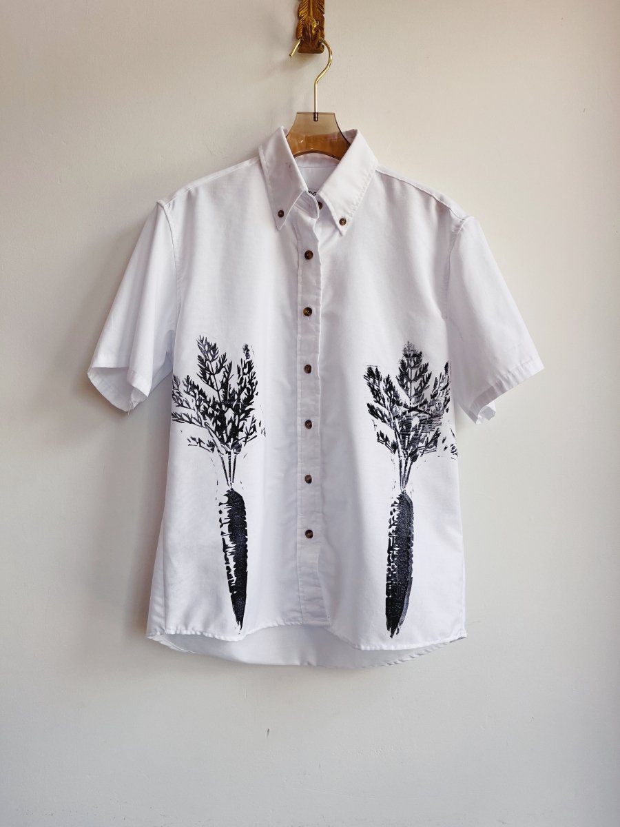Short Sleeve Carrot Shirt w/ Tortoise Buttons (Reworked) - Made X Hudson