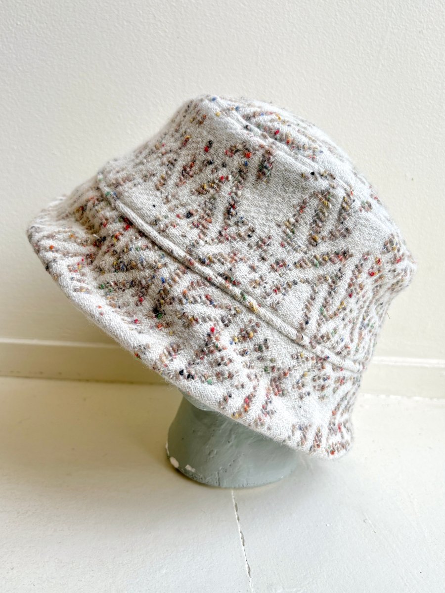 White & Flax Chevron Multi Color Speckled Deadstock Wool Bucket Hat - Made X Hudson