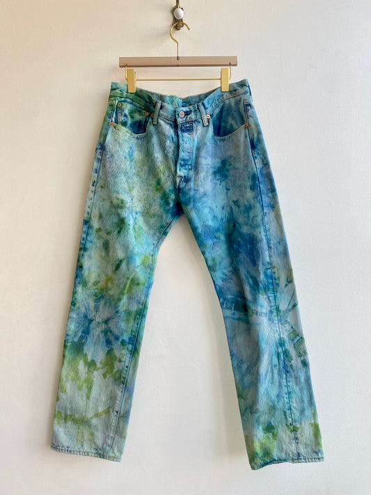 Green & Blue Acid Wash Jeans (Reworked)