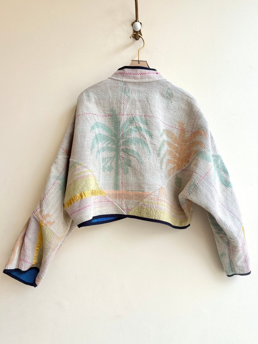 Reversible Kaira Quilted Cropped Jacket in Colors Electric Blue, Hibiscus Pink, White & Bone White, Sea Foam, Gold - Made X Hudson