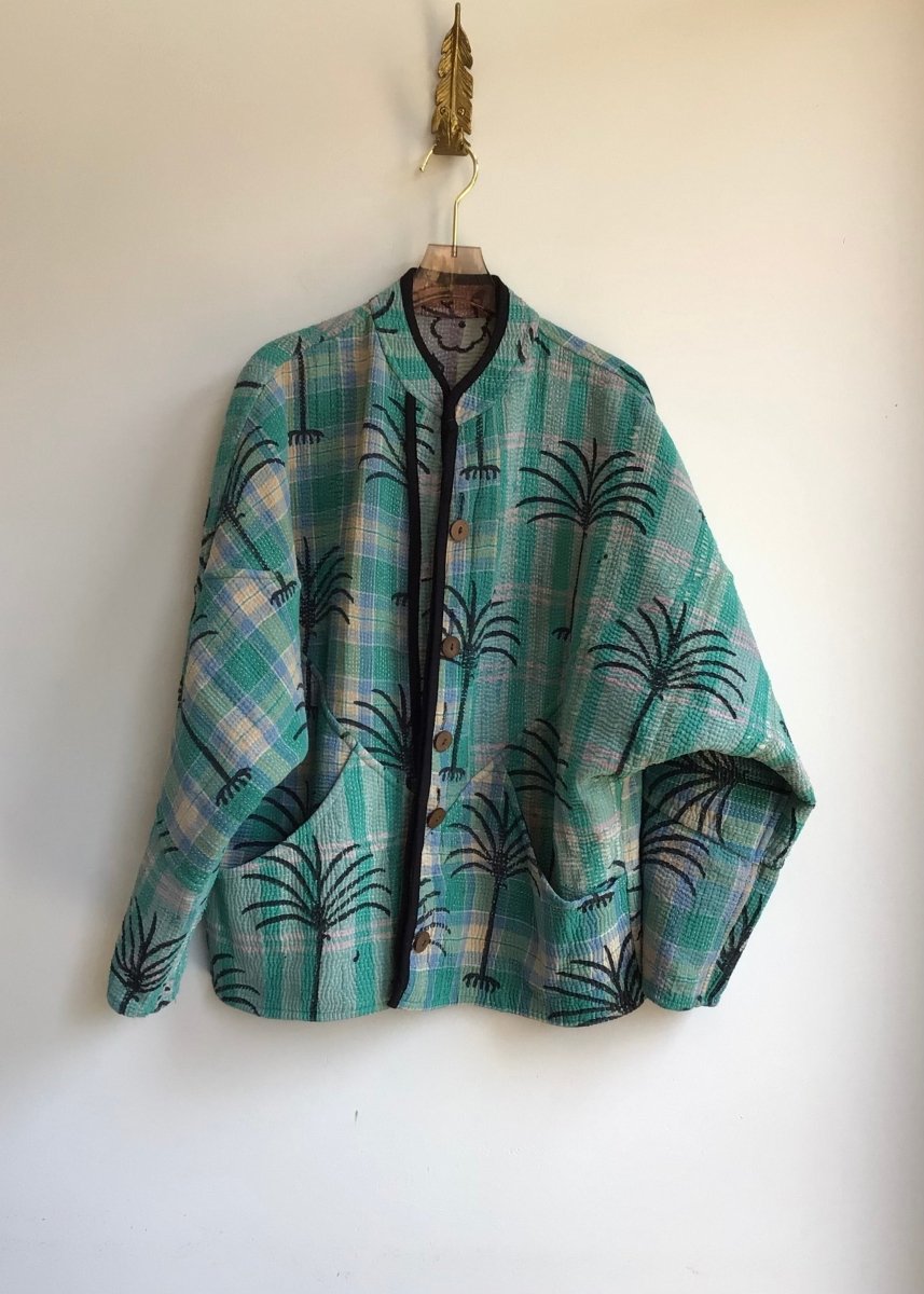 Reversible Ladhiya Quilted Jacket in Colors Teal, Blue, Cream, Black & Cream, Lavender, Blush, Black - Made X Hudson