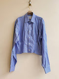 The Kevin Top | Light Purple Blue Stripe w/ Gathered Waist (Reworked) - Made X Hudson