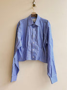 The Kevin Top | Light Purple Blue Stripe w/ Gathered Waist (Reworked) - Made X Hudson