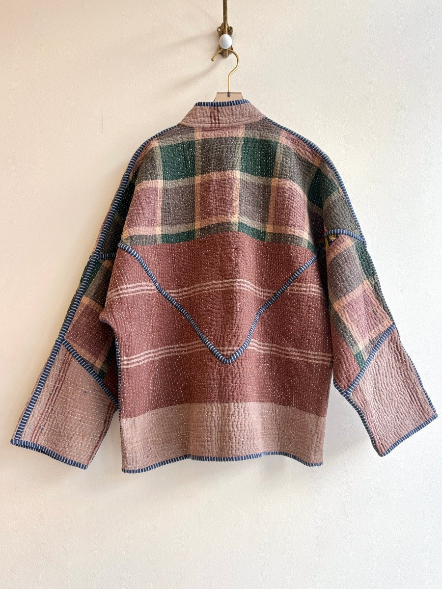 Reversible Ladhiya Quilted Jacket in Colors Green, Brown, Tan Plaid & Green, Red, Blue, Black - Made X Hudson