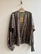 Black and Gold Pattered Lame Wrap Top (Vintage) - Made X Hudson