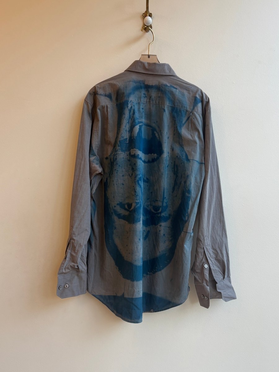 Patrick Bateman Sun Cyanotype Grey Button - Up Shirt (Reworked) - Made X Hudson