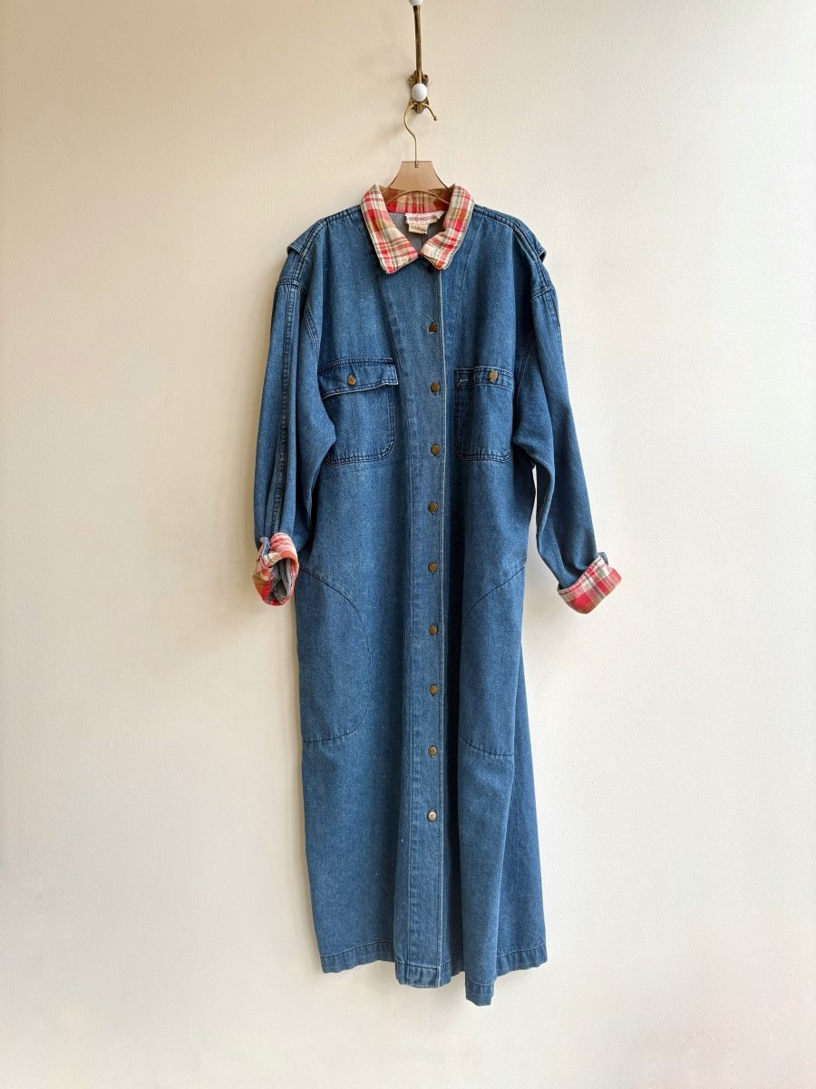 Alain Toussaint | Long Denim Trench with Flannel Collar & Cuff Lining (Vintage) - Made X Hudson