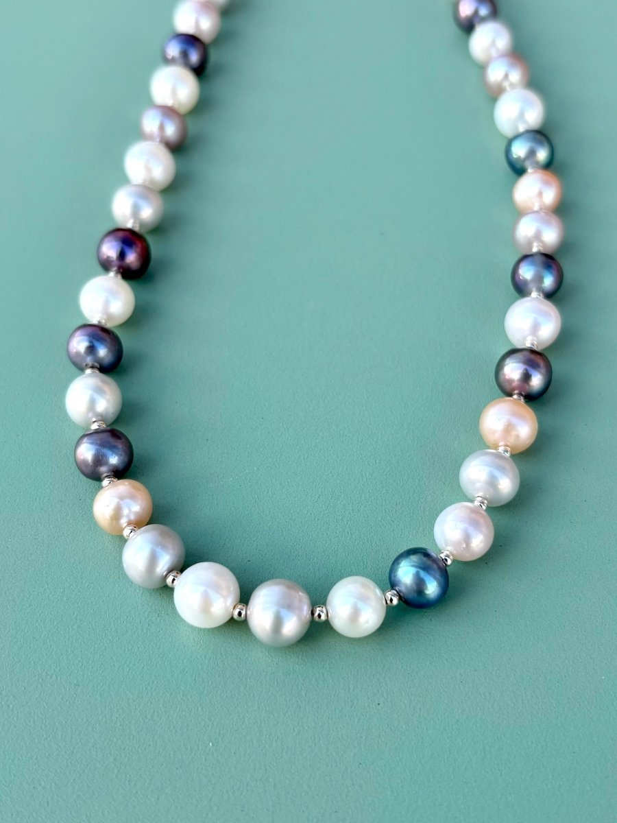 Large Link Multi Color Pearl Necklace (Multiple Colors) - Made X Hudson
