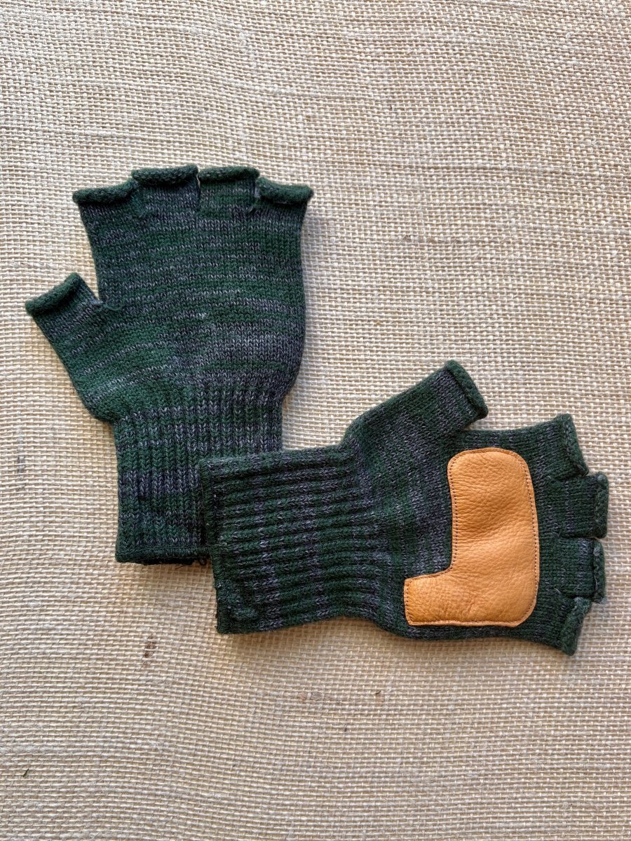 Fingerless Wool Gloves w/ Leather Palms | Womens One Size (Multiple Colors) - Made X Hudson