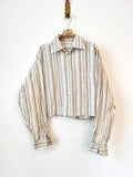 The Vale Shirt in White, Brown, and Blue Mixed Stripe (Reworked) - Made X Hudson