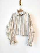 The Vale Shirt in White, Brown, and Blue Mixed Stripe (Reworked) - Made X Hudson