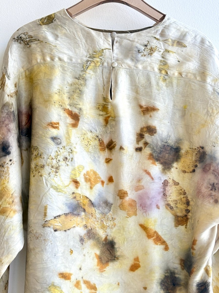 Yellow Sheen Eco Printed Dolman Sleeve Shirt (Reworked) - Made X Hudson