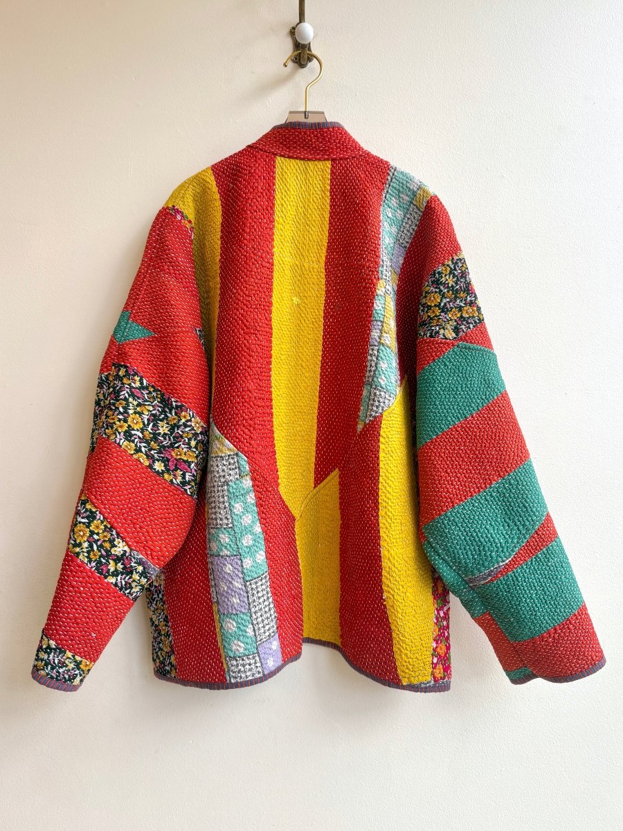 Reversible Ladhiya Quilted Jacket in Colors Jade, Baby Pink, Peach & Tomato, Emerald - Made X Hudson