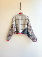 Reversible Kaira Quilted Cropped Jacket in Colors Grey, Purple, Pink, Orange & Grey, Green, Blue, Pink - Made X Hudson