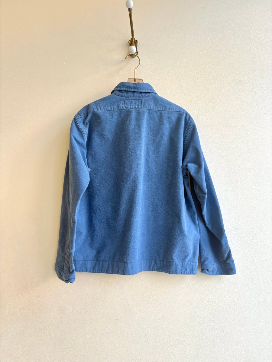 Cornflower Blue Cotton Flannel Shirtjacket with Teal Button Closure (Reworked) - Made X Hudson