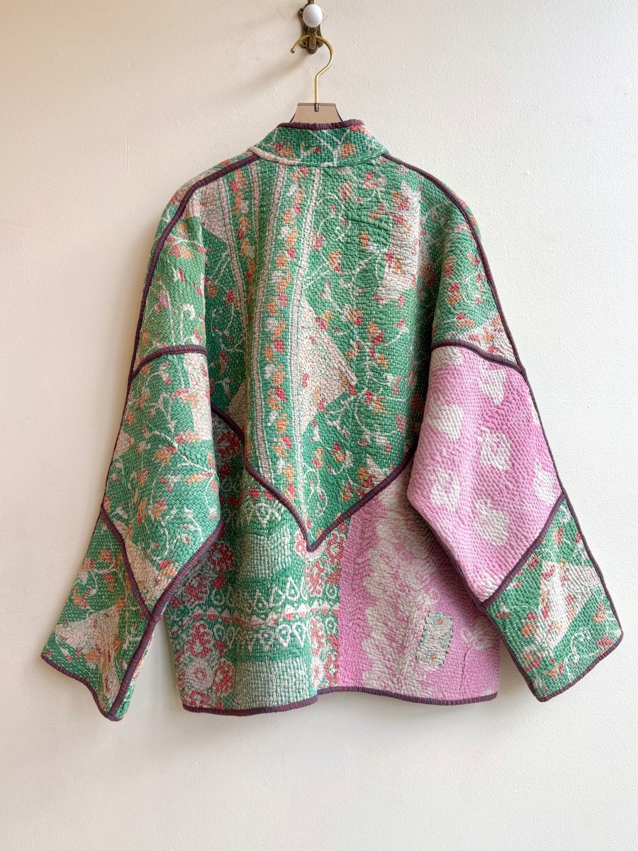 Reversible Ladhiya Quilted Jacket in Colors Jade, Baby Pink, Peach & Tomato, Emerald - Made X Hudson