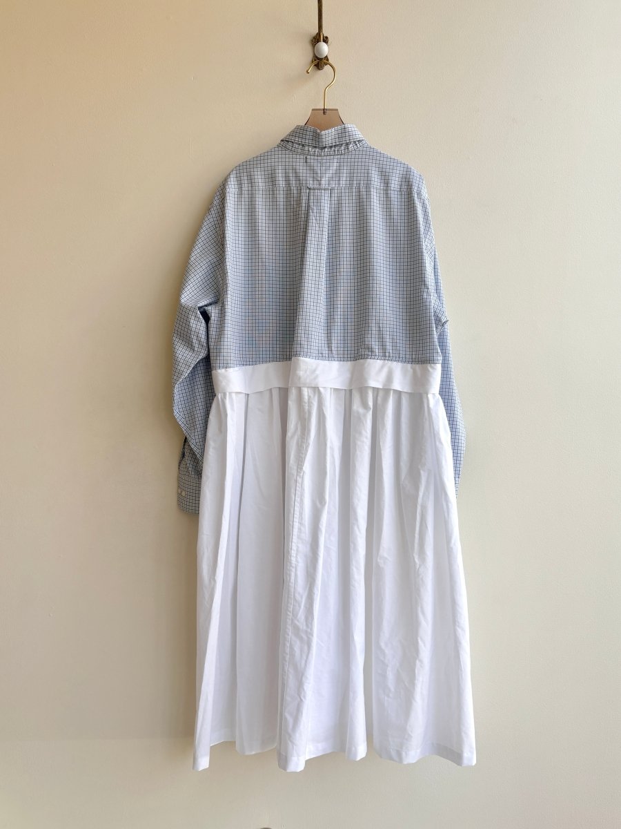 Empire Shirtwaist Dress in Blue, Green, & White Plaid (Reworked) - Made X Hudson