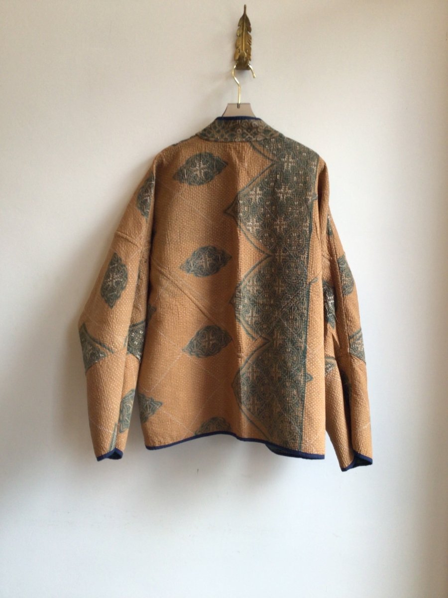 Reversible Ladhiya Quilted Jacket in Colors Tan, Grey & Green - Made X Hudson