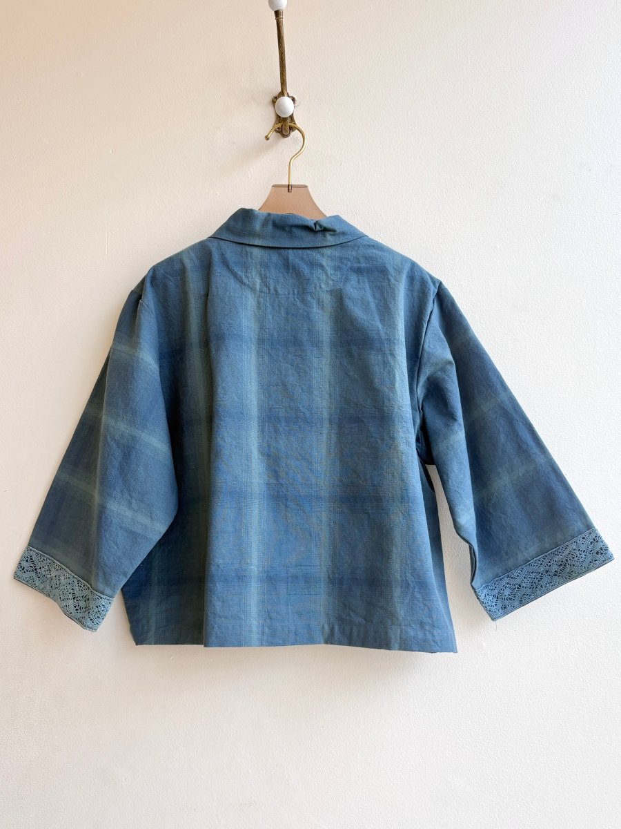 Indigo Crop Plaid Utility Jacket - Made X Hudson
