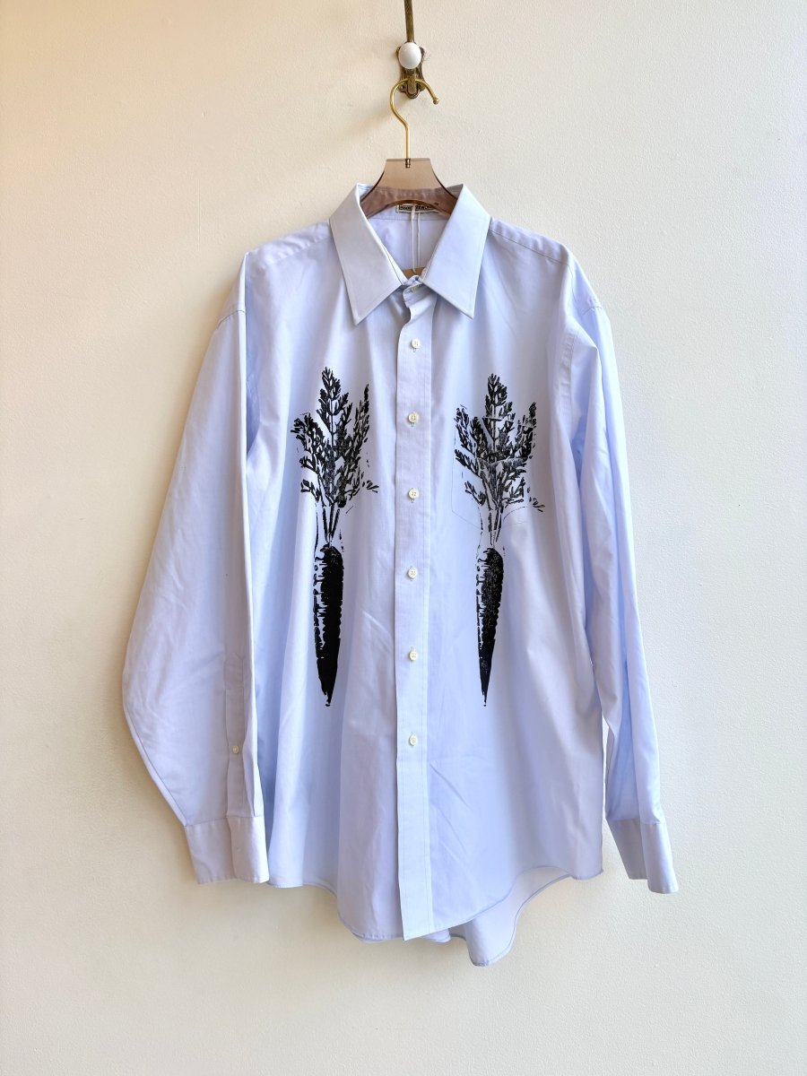 “Estelle” Light Blue Carrot Print Shirt (Reworked) - Made X Hudson