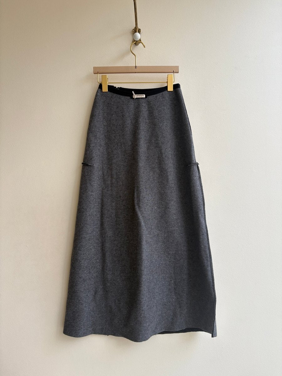 Grey Wool Over Skirt w/ One Pocket & Adjustable Zipper Front (Multiple Sizes) - Made X Hudson