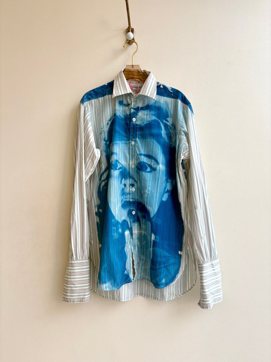 Judy Garland Blue Cyanotype Striped Button - Up Shirt (Reworked) - Made X Hudson