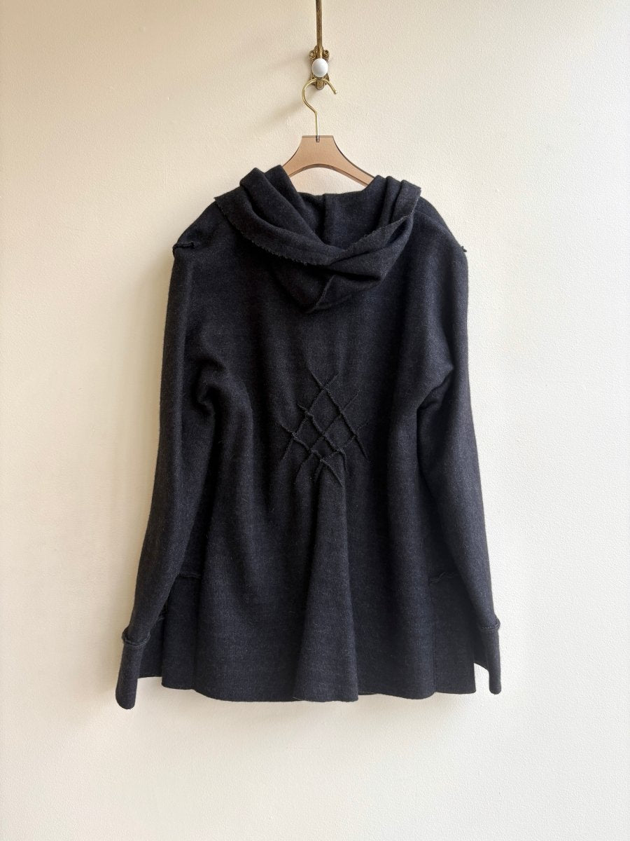 Charcoal | Wool Hooded Over Coat w/ Pockets - Made X Hudson