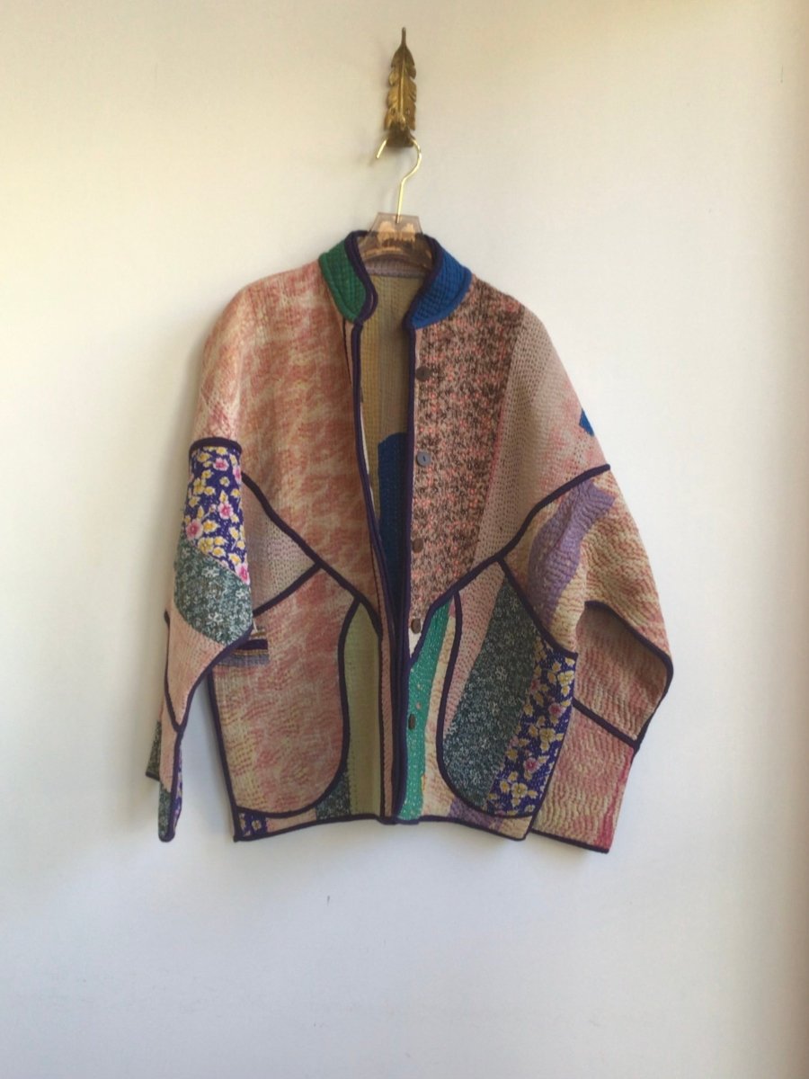 Reversible Ladhiya Quilted Jacket in Blush, Green, Tan, Navy & Yellow, Purple, Pink, Blue, Red - Made X Hudson