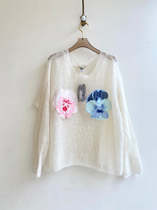 Mohair Flower Pullover Sweater