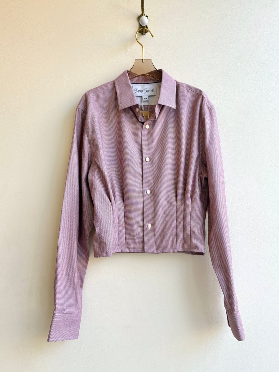 The Kevin Top | Burgundy Basket Woven Pattern Top w/ Gathered Waist (Reworked) - Made X Hudson