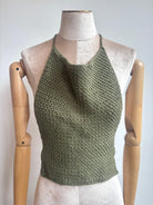 Pine Green Crochet Wrap Halter Tie Top - Made X Hudson