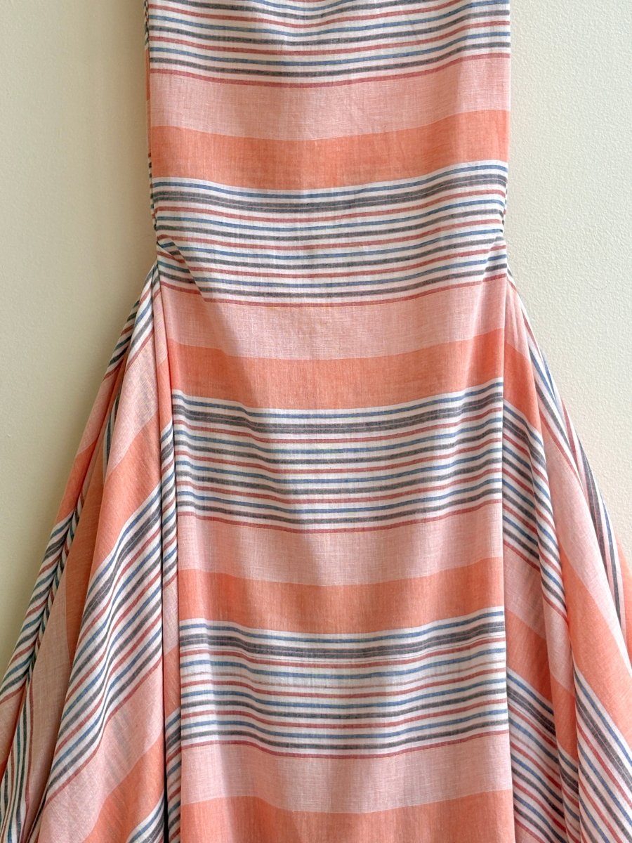 Orange Stripe Zero - Waste Ruffle Dress - Made X Hudson