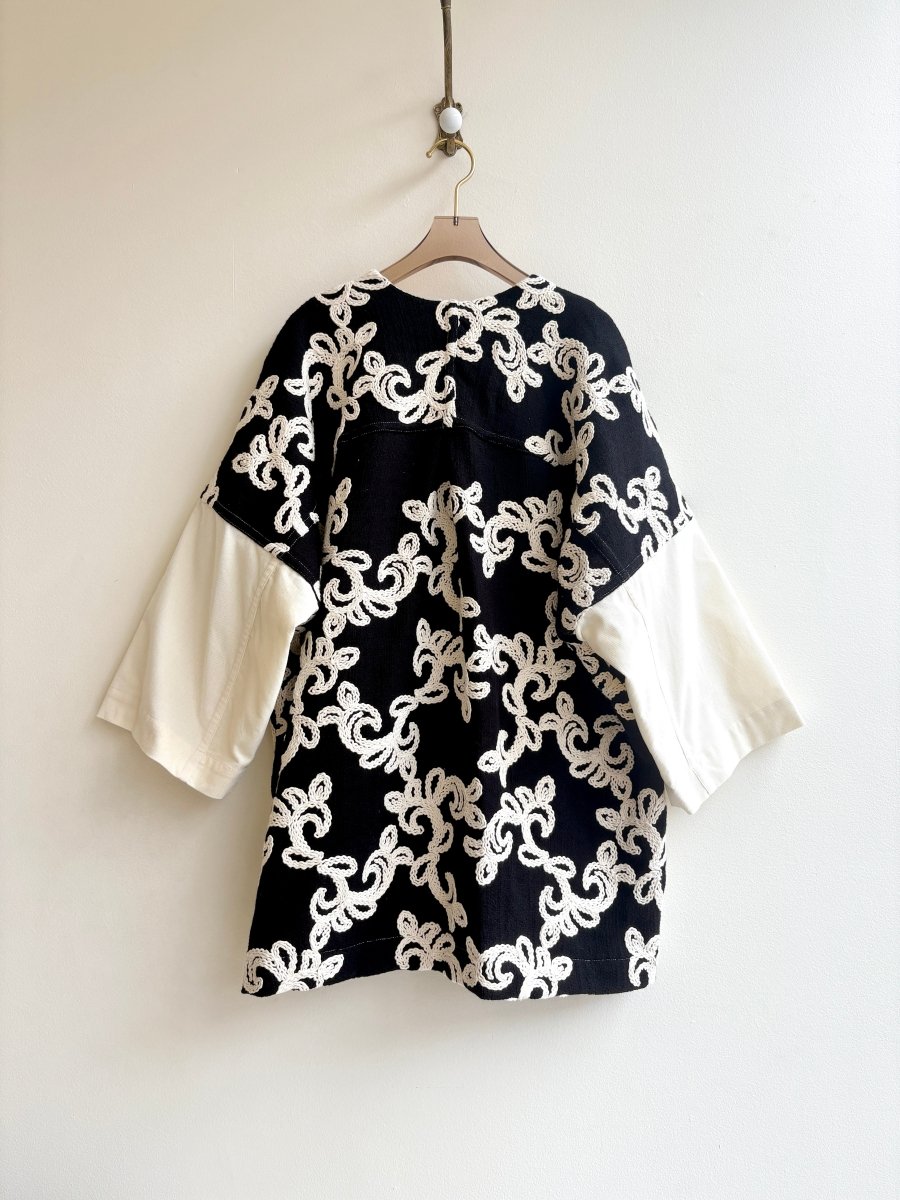 Black and White Couching Stitch Chore Jacket - Made X Hudson