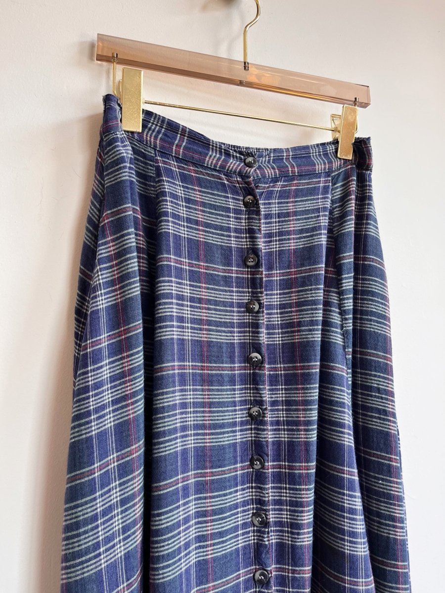 B. Moss | Blue Plaid Midi Skirt (Vintage) - Made X Hudson